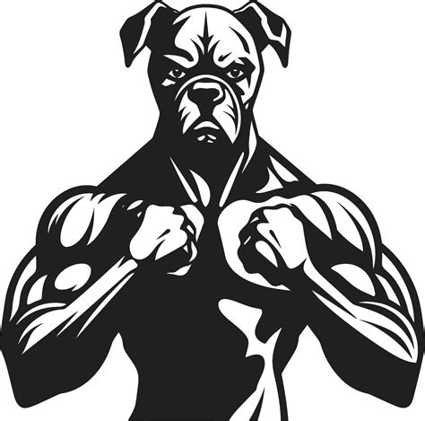 Black and Bold Boxer Dog Vector Mascot Iconic Athleticism Black Logo ...