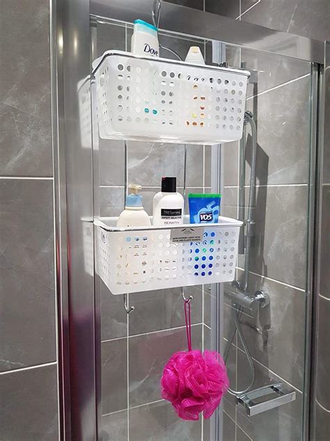 2 Tier Shower Hanging Caddy Basket extra deep & removable plastic