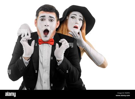 Two frightened mime actors Stock Photo - Alamy