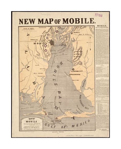 Map 1863 Map Alabama Mobile Mobile Mobile Bay of Mobile - Etsy