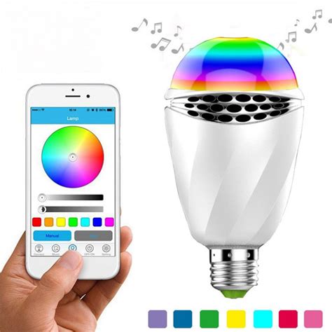 Bluetooth Light Bulb Speaker E27 LED RGB Wireless Music Bulb 7 Light Color WiFi APP Control ...