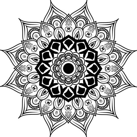 Mandala Line Drawing Design, A pattern motif mandala art ornament circular floral design element ...