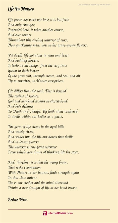 Life In Nature Poem by Arthur Weir