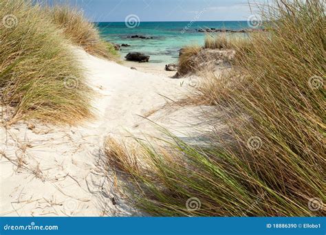 Elafonisi Beach (Crete, Greece) Stock Photo - Image of mountain ...