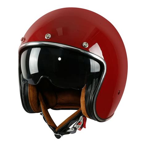 TCMT 3/4 Open Face Motorcycle Scooter Helmet with Sun Visor Retro Style ...