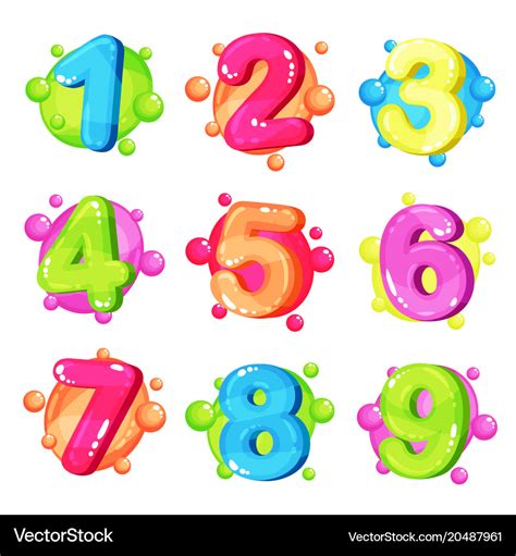 Funny colorful numbers set kids font Royalty Free Vector