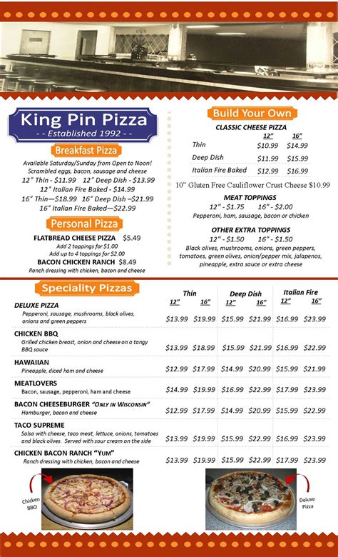 Menu at King Pin Lanes pub & bar, Campbellsport