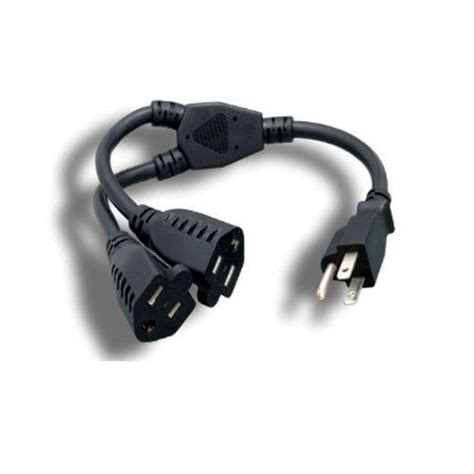 Kentek 1 Ft Power Cord 3 Prong Extension Y Splitter Cable NEMA5-15P to ...