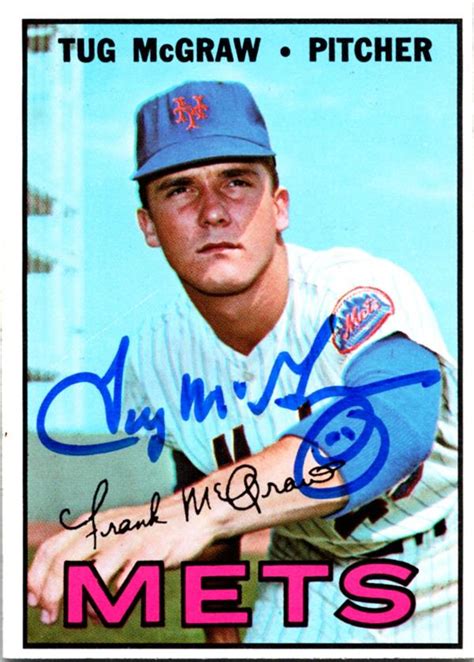 Tug McGraw autographed baseball card (New York Mets ) 1967 Topps #348