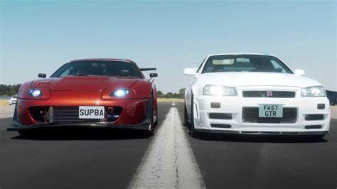 A80 Supra Vs GT-R R34 Drag Race Proves More Power Doesn't Always Win