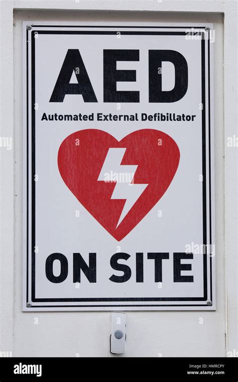 Defibrillator location information hi-res stock photography and images - Alamy