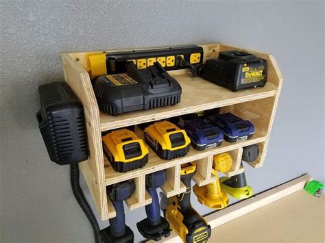 Tool and battery charging station | Power tool storage, Tool storage, Woodworking tools workshop