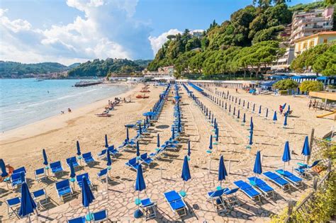 Beach And Town Of Lerici, Italy Editorial Image - Image of castle ...