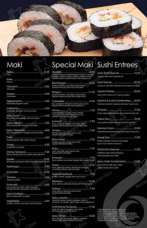 Menu at BC Osaka restaurant, Merrillville, E Lincoln Hwy