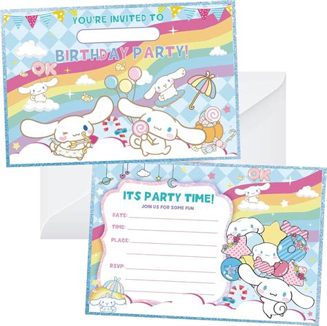 Amazon.com : 24Pcs Cartoon Birthday Party Invitation Cards with 24Pcs White Envelopes, Cute ...