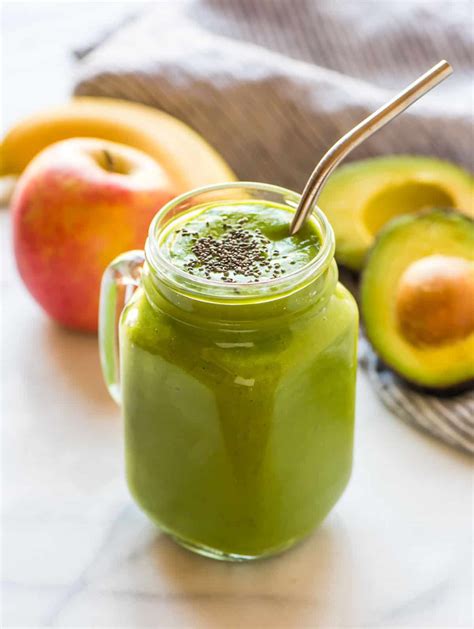 Cleansing Apple Avocado Smoothie. The best healthy avocado banana spinach apple smoothie! Made ...