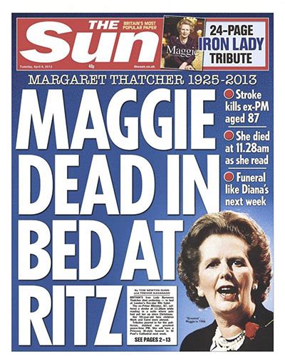 Margaret Thatcher's death on newspaper front pages…