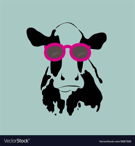 Cow wearing glasses Royalty Free Vector Image - VectorStock