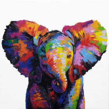 Colorful Baby Elephant Painting - Buy Art Paintings Online