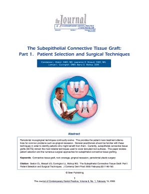 Fillable Online The Subepithelial Connective Tissue Graft: Fax Email ...