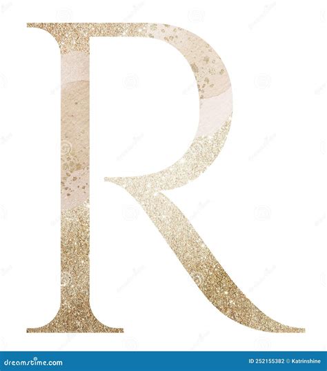 Pastel Light Golden Capital Letter R Isolated Illustration, Glitter ...