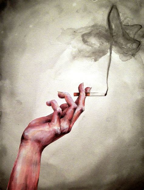 hand holding cigarette in watercolor Acrylic Oil Painting, Diy Painting ...