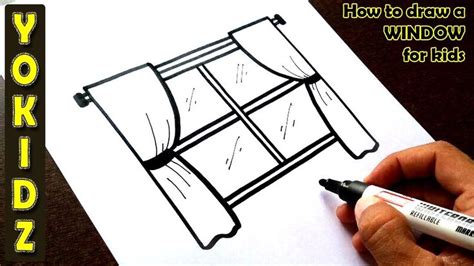 How to draw a WINDOW easy - YouTube | Window with curtains, Window crafts, How to draw curtains