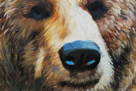 Hand Painted Brown Bear Oil Painting On Canvas Modern | Etsy