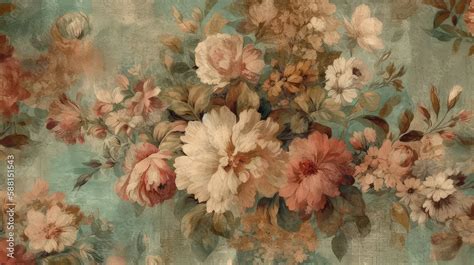 Vintage floral wallpaper with a rustic background Stock Illustration | Adobe Stock