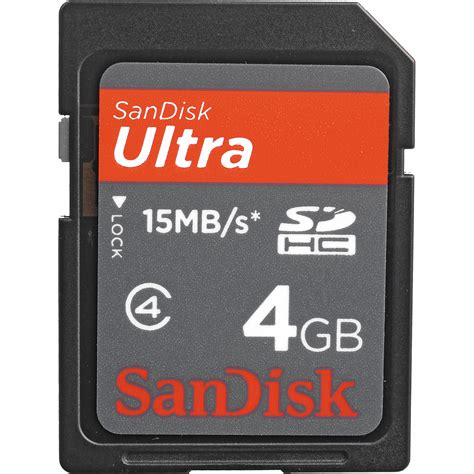 SanDisk 4GB SDHC Memory Card Ultra Class 4 SDSDRH-004G-A11 B&H