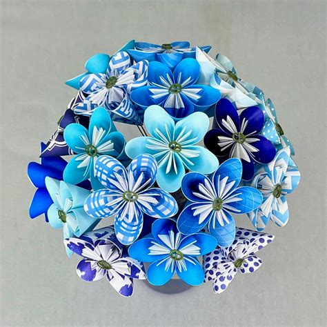 Shades of Blue Paper Flower Bouquet