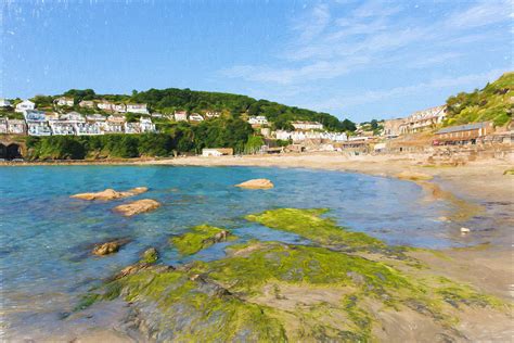 Looe Beach Cornwall England With Blue Sea On A Sunny Summer Day Photograph by Michael Charles