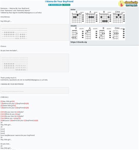 Chord: I Wanna Be Your Boyfriend - tab, song lyric, sheet, guitar ...