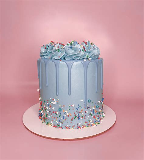 Blue Confetti Buttercream Simple Cake – Cake Creations by Kate™