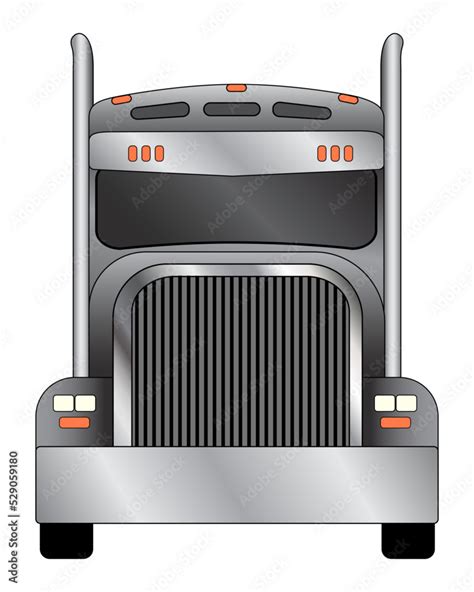 Semi truck front view with pipes - Vector Illustration Stock Vector ...