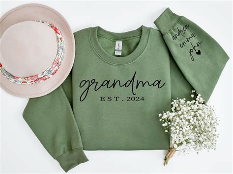 Personalized Grandma Sweatshirt With Grandkids Names on Sleeve, Custom Granny Sweater, Est Date ...