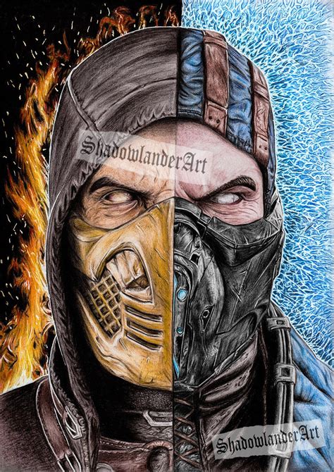 Mortal Kombat scorpion Vs Sub Zero Drawing ART PRINT - Etsy