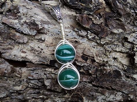 Original green agate pendant Green stone pendant necklace | Etsy