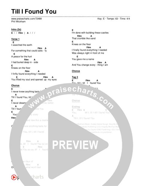 Till I Found You Chords PDF (Phil Wickham) - PraiseCharts