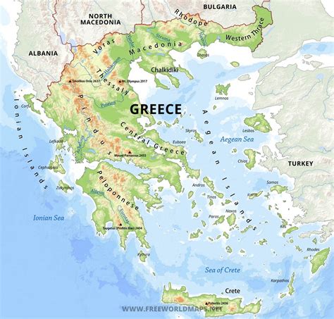 Geographical Map Of Greece - Flor Oriana