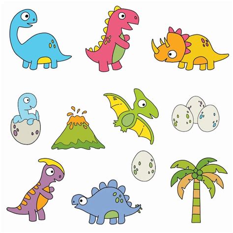 Premium Vector | Dinosaur clipart. collection of cartoon dinosaurs.