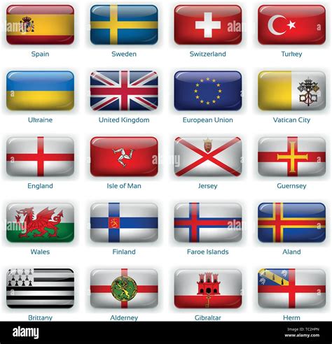 Button flags Europe three. Vector illustration. 3 layers. Shadows, flat flag you can use it ...