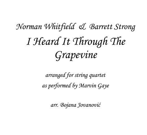 I heard it through the grapevine Sheet Music - Marvin Gaye - for String Quartet