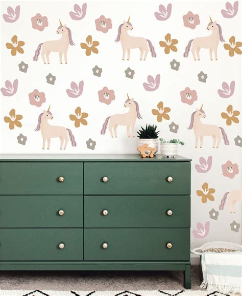 Unicorn Wall Decals Unicorn Decals Flower Decals Wild - Etsy