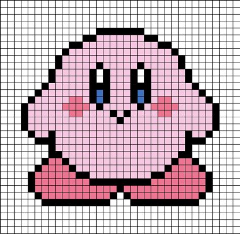 A large pixel art template of Kirby with no shadow, just a plain image ...