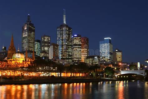 Melbourne City at Night stock image. Image of central - 14813673