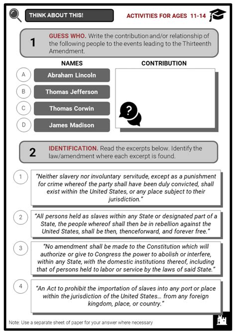 Thirteenth Amendment Facts | Background, Events, Impact | Worksheets