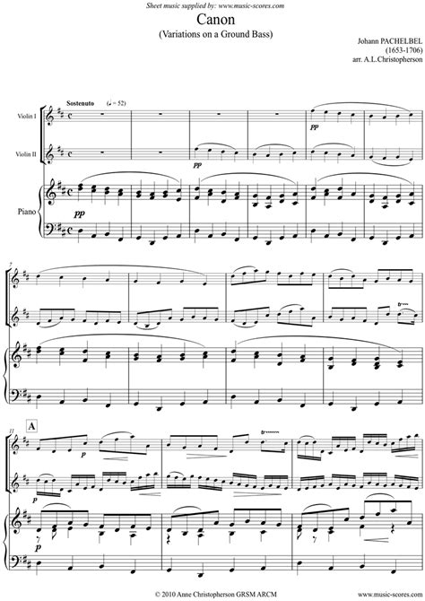 Sheet music for Canon: Trio for 2 Violins and Piano. Bb by Johann Pachelbel