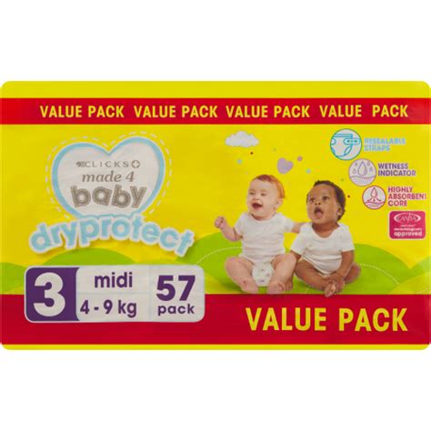 Clicks Dryprotect Value Pack Baby Diapers Midi 57s - Clicks