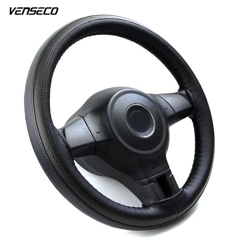 VENSECO sports breathable type steering wheel cover soft leather steering cover black & red ...